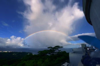 スーパームーンの満月で月虹の撮影に成功した石垣島天文台　2022年7月13日
